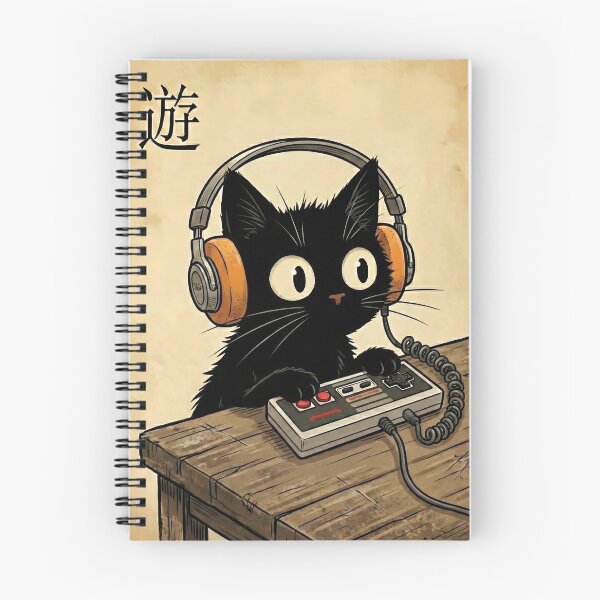 Item preview, Retro Gamer Cat with Headphones - Cute Vintage Gaming Art designed and sold by Fluidic-Space.