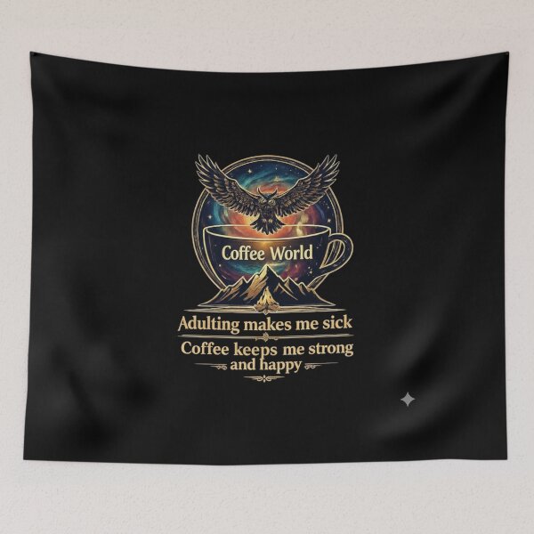 Item preview, Copy of Coffee World – Adulting Makes Me Sick, Coffee Keeps Me Strong & Happy designed and sold by Rumilight001.