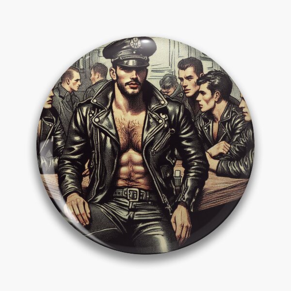 Item preview, Pointillism 1950s Vintage Gay Leather Daddy Berlin Leder Bar Pride Tom of Finland Tribute Graphic Design designed and sold by ItsAKinkThing.