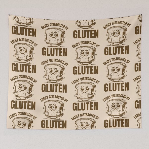 Item preview, Easily Distracted By Gluten Nervous Bread Slice Funny Gluten Intolerant designed and sold by KLArtzStore.