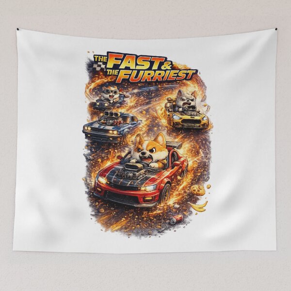 Item preview, The Fast & The Furriest – Cute Dogs Street Racing Parody Art designed and sold by StrayaDesign.