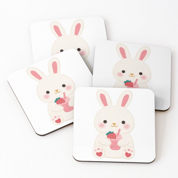Item preview, Boba Bunny – Cute Kawaii Rabbit with Strawberry Bubble Tea designed and sold by BobaBunny76.