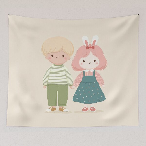 Item preview,  Cute Boba Couple – Kawaii Boy and Bunny Girl Drinking Bubble Tea designed and sold by BobaBunny76.