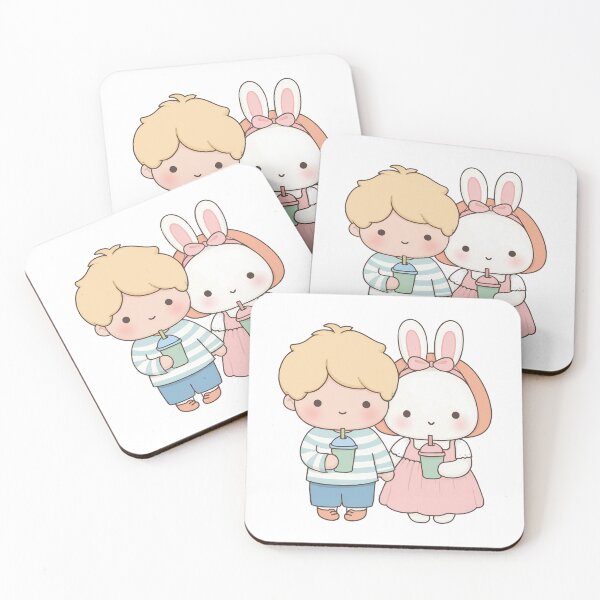 Artikelvorschau, Niedliches Boba-Pärchen – Kawaii-Junge und Hasenmädchen trinken Bubble Tea entworfen und verkauft von BobaBunny76.