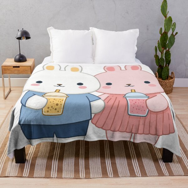 Item preview,  Boba Bunny Couple – Cute Kawaii Rabbits with Bubble Tea designed and sold by BobaBunny76.
