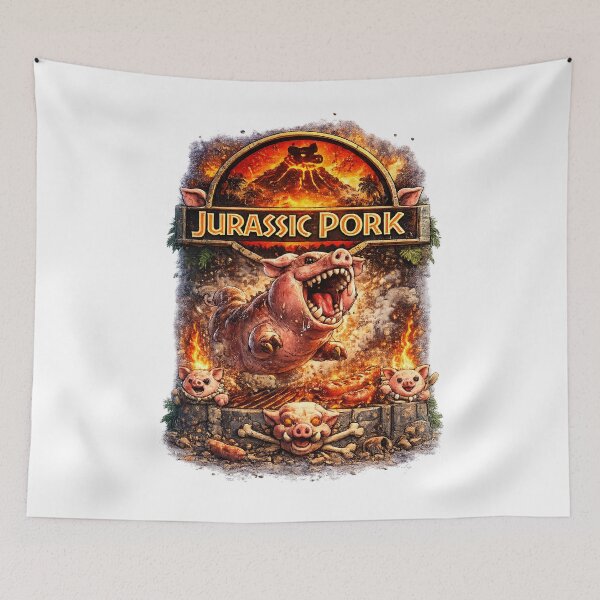Item preview, Jurassic Pork – Funny Pig Movie Parody | Roaring Dino Pig Comedy Design designed and sold by StrayaDesign.