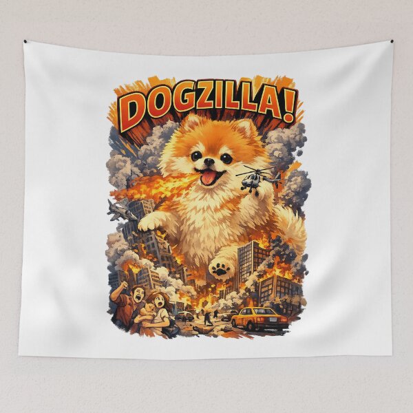 Item preview, Dogzilla – Giant Pomeranian Movie Parody designed and sold by StrayaDesign.