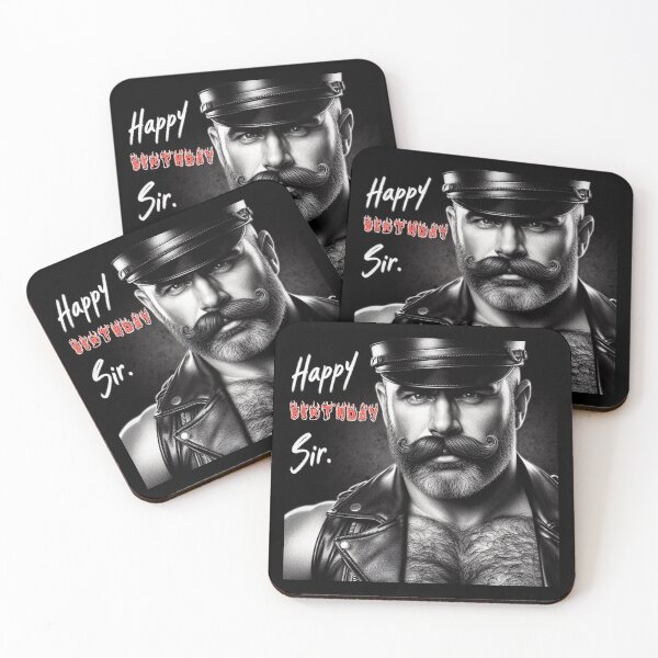 Item preview, Vintage Gay Leather Daddy Happy Birthday Sir Gay Pride Graphic Design designed and sold by ItsAKinkThing.