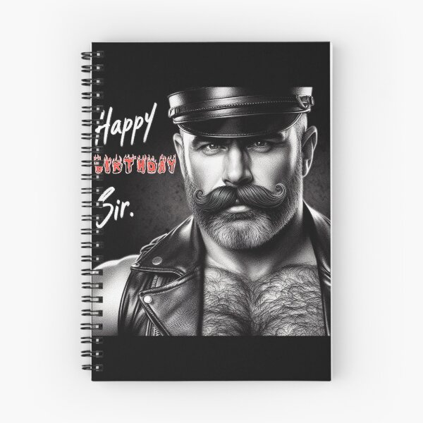 Item preview, Vintage Gay Leather Daddy Happy Birthday Sir Gay Pride Graphic Design designed and sold by ItsAKinkThing.