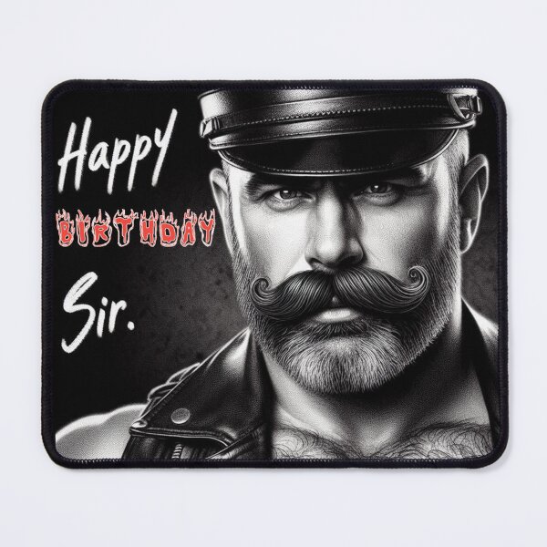 Item preview, Vintage Gay Leather Daddy Happy Birthday Sir Gay Pride Graphic Design designed and sold by ItsAKinkThing.