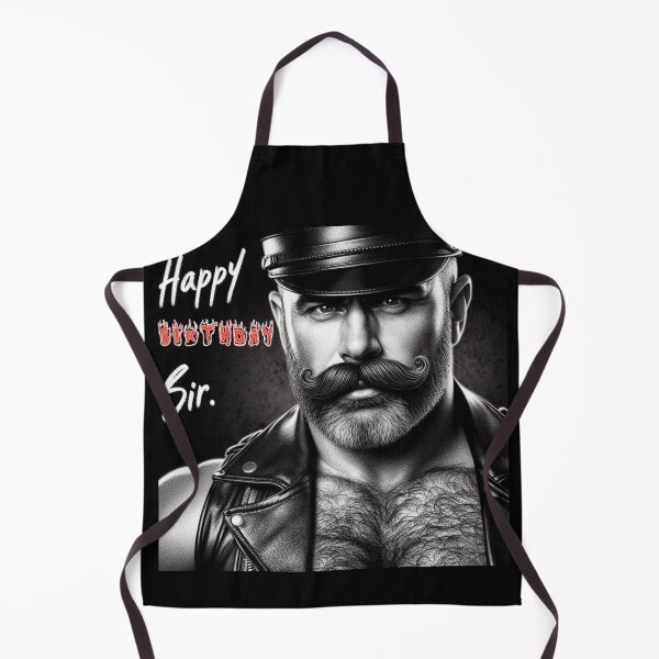 Artikelvorschau, Vintage Gay Leather Daddy Happy Birthday Sir Gay Pride Grafikdesign entworfen und verkauft von ItsAKinkThing.