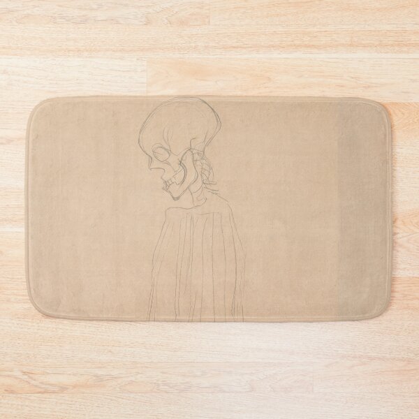 Item preview, Three Quarter Length Portrait of a Skeleton by Gustav Klimt: Minimalist Gothic Poster designed and sold by artofuniverse.