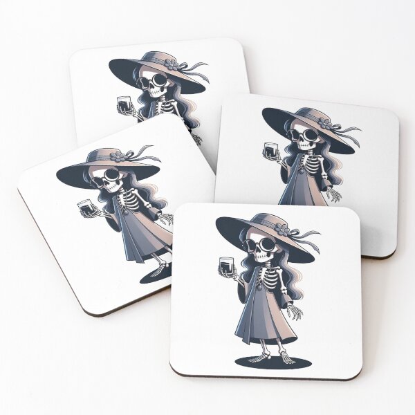Item preview, Elegant Skeleton Girl drink a wine designed and sold by Arte Cartoon From TagTeam Group.