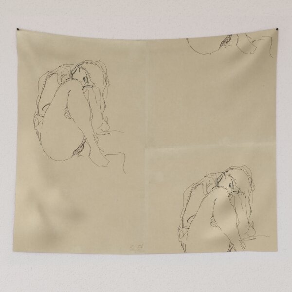 Item preview, Tod Und Leben by Gustav Klimt: Minimalist Nude Line Drawing Poster designed and sold by artofuniverse.