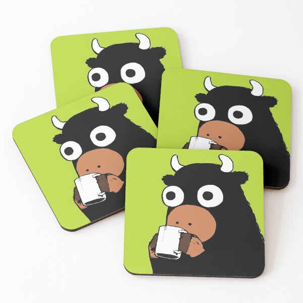 Item preview, Bull with bubble eyes having coffee break, drinking-sipping coffee designed and sold by 516 Studio.
