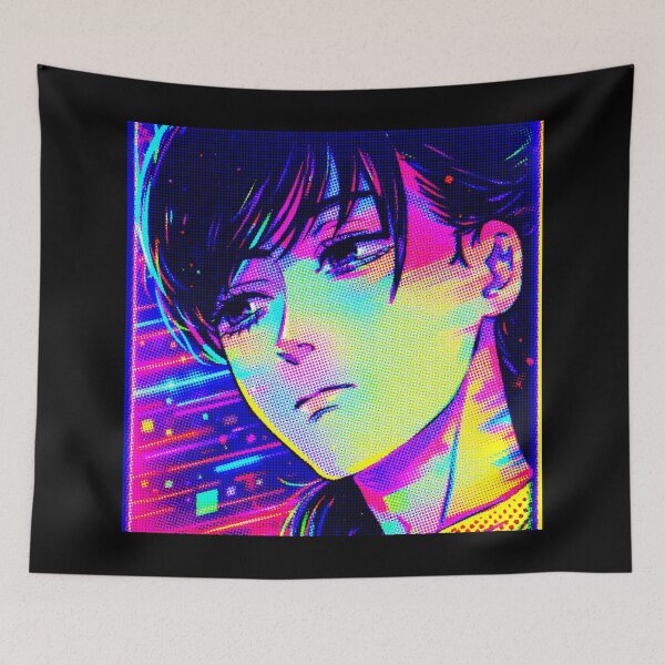 Item preview, Cyber Neon Halftone Melancholy — Manga Fan Art Asa  designed and sold by R-A Designs.