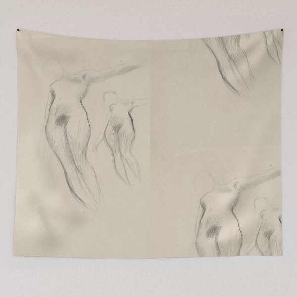 Item preview, Two Studies of a Floating Female Figure by Gustav Klimt: Minimal Figure Study Poster designed and sold by artofuniverse.
