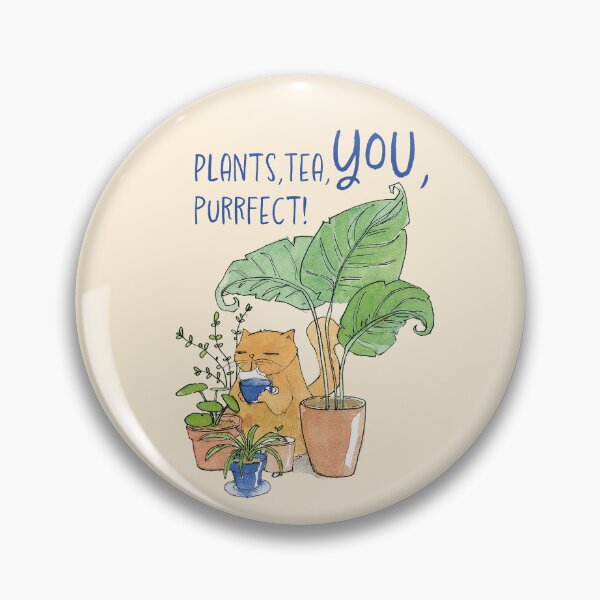 Item preview, Cat with tea and plants designed and sold by Beronise.