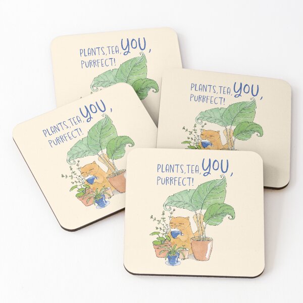 Item preview, Cat with tea and plants designed and sold by Beronise.