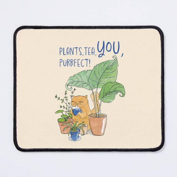 Item preview, Cat with tea and plants designed and sold by Beronise.
