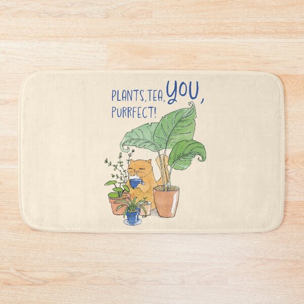 Item preview, Cat with tea and plants designed and sold by Beronise.