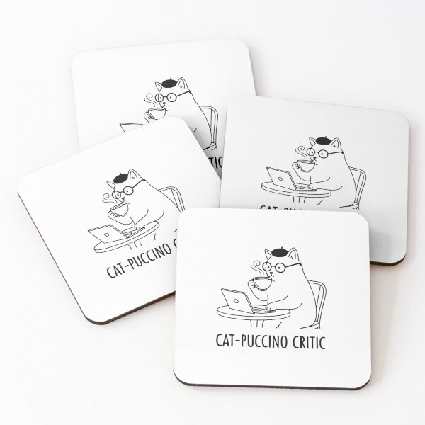 Item preview, Cat-puccino Critic – Funny Cat Coffee Illustration designed and sold by PunnyPressCo.