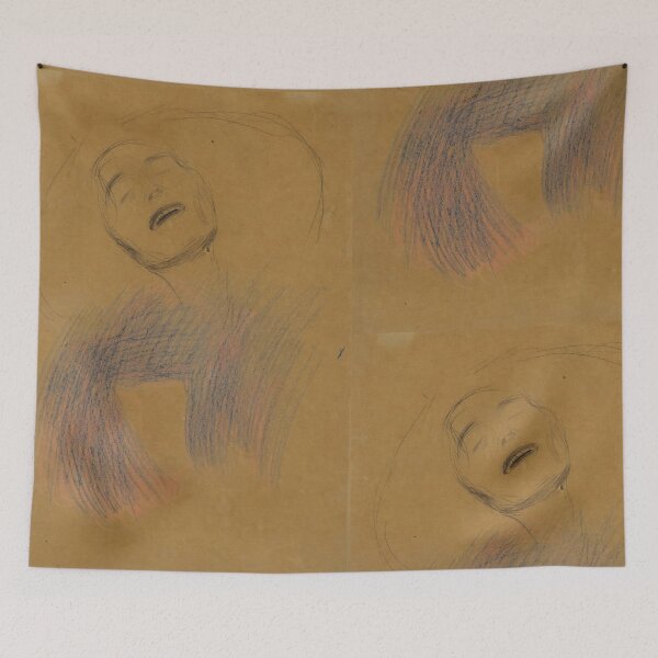 Item preview, Weiblicher Kopf by Gustav Klimt: Female Head Decorative Linear Structures Poster designed and sold by artofuniverse.
