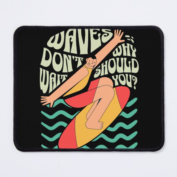 Item preview, Waves Don't Wait Why Should You - Retro Surfer Illustration designed and sold by GenZFashion000.