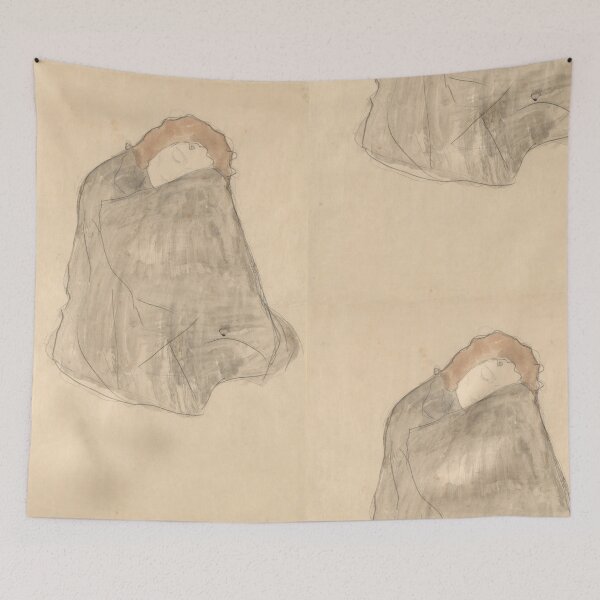 Item preview, Zusammengekauert Sitzende Frau by Gustav Klimt: Minimalist Vienna Secession Poster designed and sold by artofuniverse.