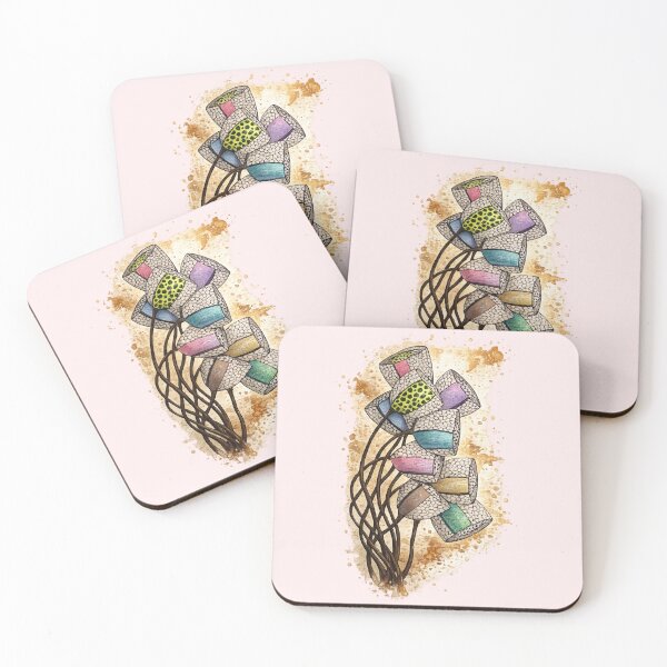 Item preview, Abstract Floral Illustration with coffee Splash – Colorful 3D Ink Art designed and sold by NB-Artmagic.