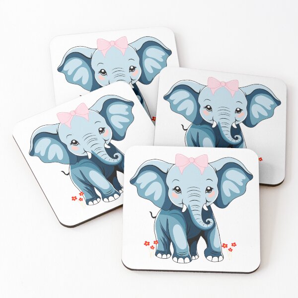 Item preview, Baby Elephant with Bow - Cute Blue Elephant and Red Flowers designed and sold by Love3Happy.