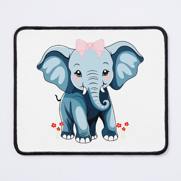 Item preview, Baby Elephant with Bow - Cute Blue Elephant and Red Flowers designed and sold by Love3Happy.