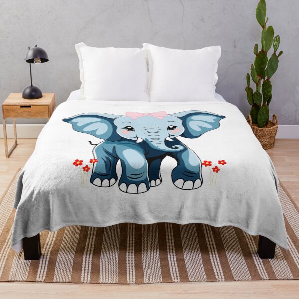 Item preview, Baby Elephant with Bow - Cute Blue Elephant and Red Flowers designed and sold by Love3Happy.