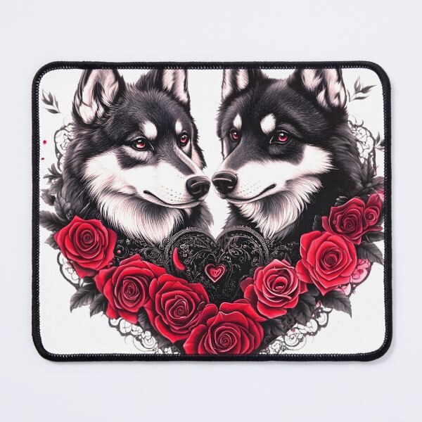 Item preview, Gothic Wolves, Red Roses, With Black Lace Heart designed and sold by DEC02.