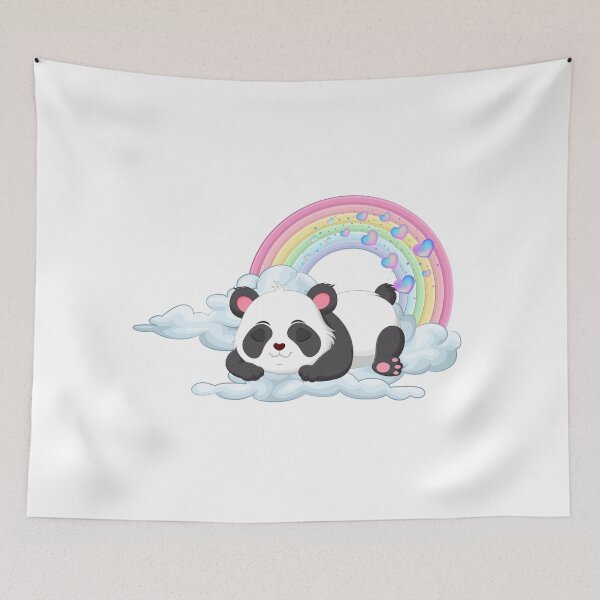 Item preview, Sleepy Panda - Cute Panda Napping on Cloud with Rainbow designed and sold by Love3Happy.