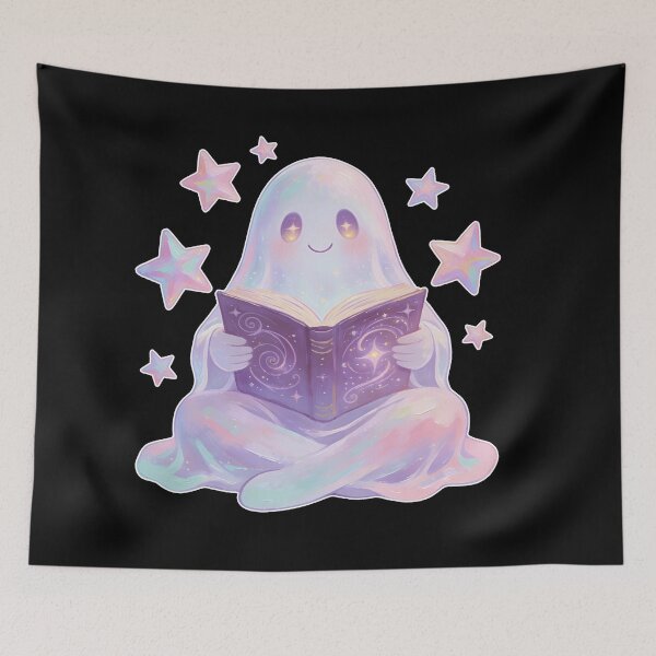 Item preview, Cozy Ghost Reading a Magic Book – Cute Pastel Fantasy Illustration for Book Lovers designed and sold by cr6zym1nd.