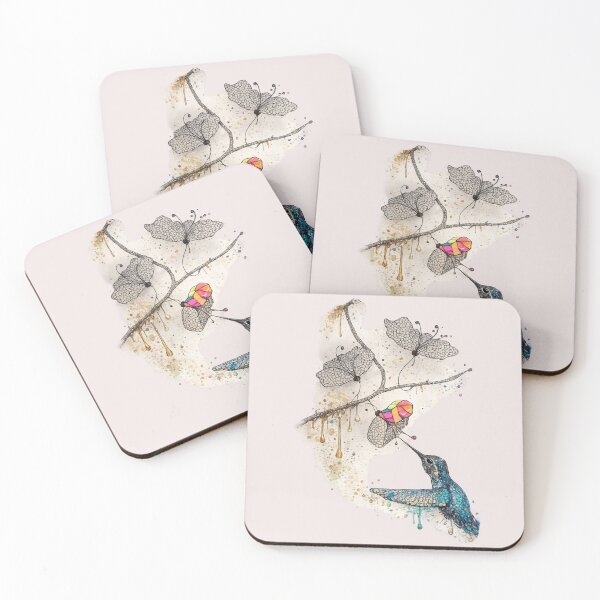 Item preview, Abstract Hummingbird and Flowers – Color Splash Ink Illustration designed and sold by NB-Artmagic.