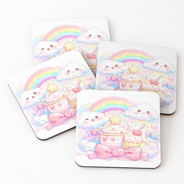 Item preview, Kawaii Rainbow Clouds Cafe – Cute Pastel Drinks & Dessert Illustration designed and sold by Kallandra.