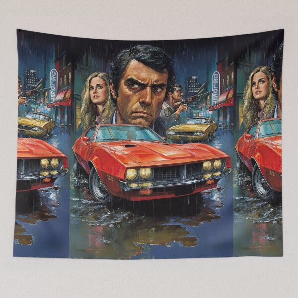 Item preview, Couple Behind Red Car at Night designed and sold by Piotrek0001.