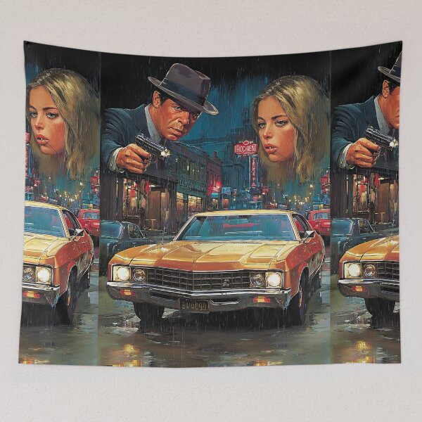 Item preview, Yellow Car Driving in Rain at Night designed and sold by Piotrek0001.