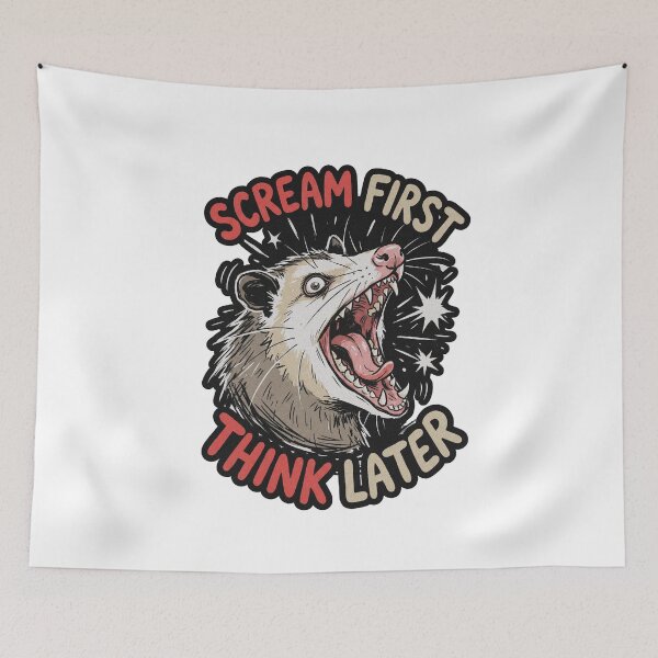 Item preview, Scream First Think Later Opossum designed and sold by AdyKurniawan.