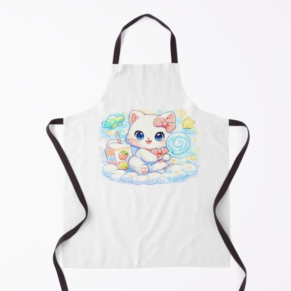 Item preview, Kawaii Cat with Lollipop & Drink – Pastel Candy Space Cloud Design designed and sold by Kallandra.