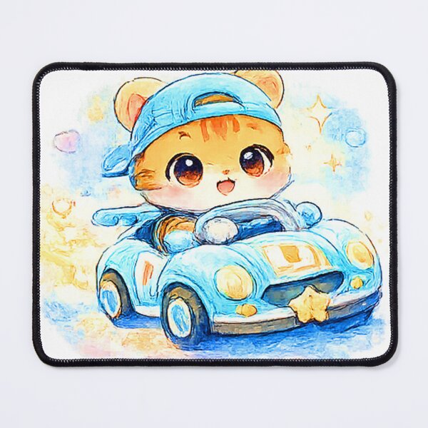 Item preview, Kawaii cat in a car – Cute pastel race car design in watercolor style designed and sold by Kallandra.