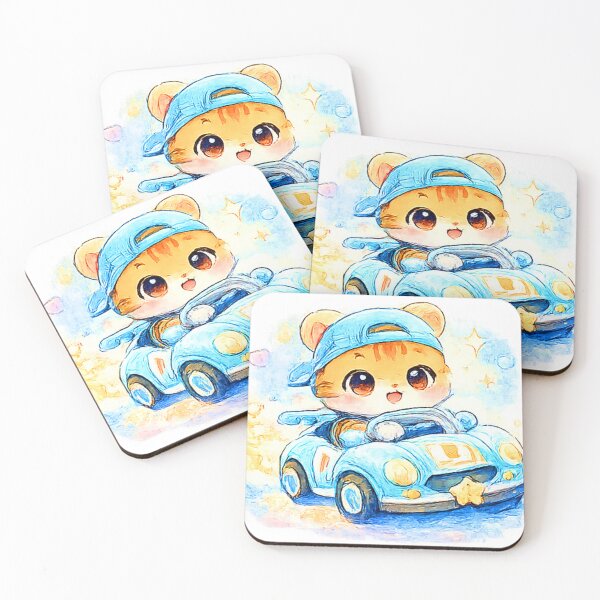 Item preview, Kawaii cat in a car – Cute pastel race car design in watercolor style designed and sold by Kallandra.