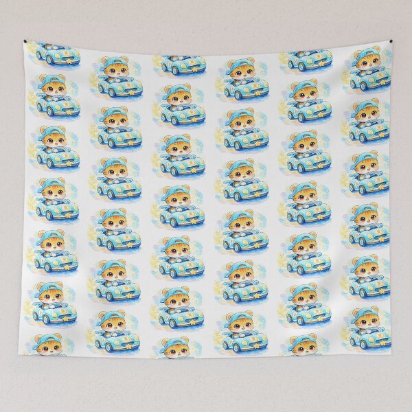 Item preview, Kawaii cat in a car – Cute pastel race car design in watercolor style designed and sold by Kallandra.