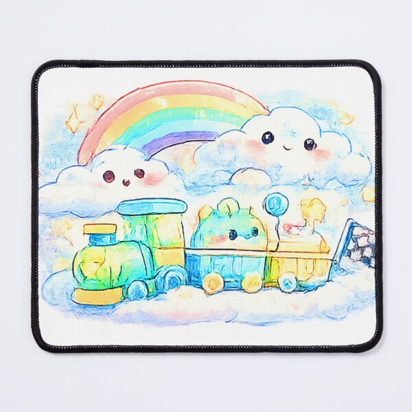 Item preview, Kawaii Rainbow Cloud Train – Cute Pastel Toy Locomotive Watercolor designed and sold by Kallandra.