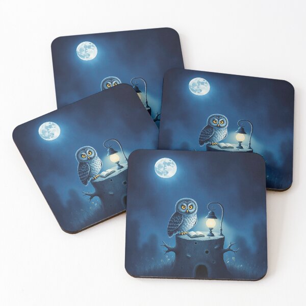 Item preview, Quiet Moonlight Reading – Whimsical Owl with Lantern at Night designed and sold by Whimsical Hug.