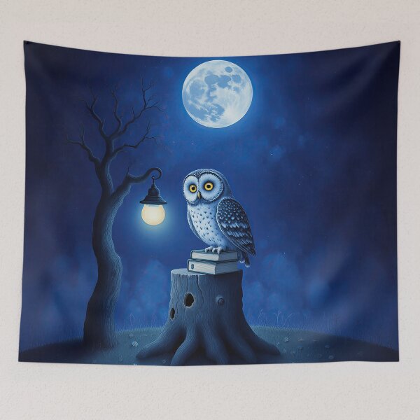 Item preview, Moonlit Wisdom – Whimsical Owl on Books Under the Night Sky designed and sold by Whimsical Hug.