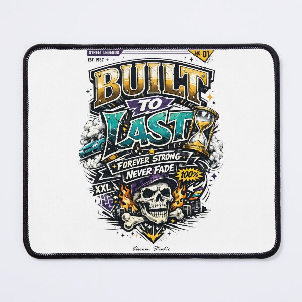 Item preview, Street Legends Built To Last Retro Skull Streetwear Design - Vintage 90s Car Culture & Urban Aesthetic Typography Graphic Art by Vivaan Studio designed and sold by Vivaan Studio.