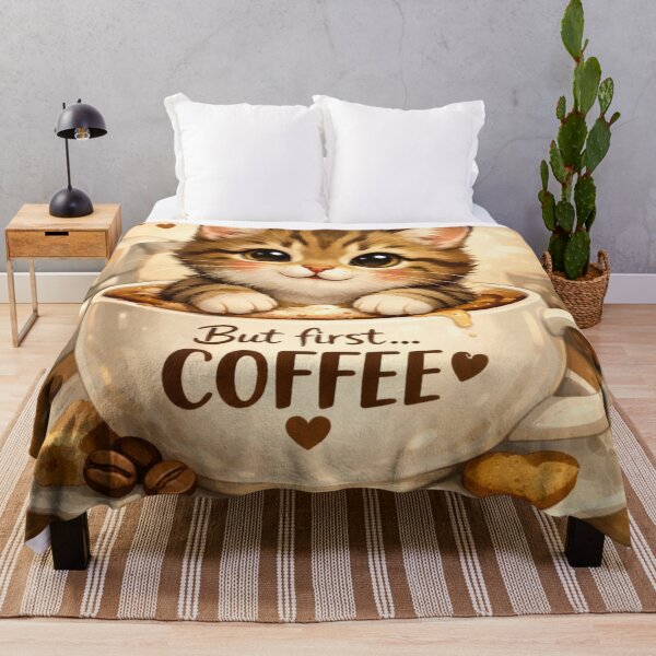 Item preview, Cute Coffee Cat – But First Coffee Kitten Mug Design - Sweet Cat - Coffee designed and sold by Art by M.H..
